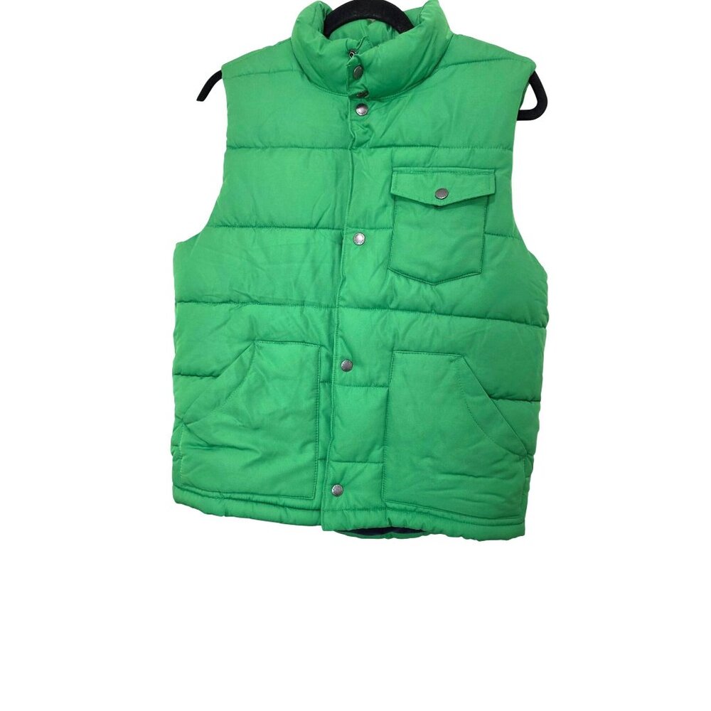 Gap Youth Green Quilted Puffer Vest Fleece Lining Outerwear Winter Warmth Size X